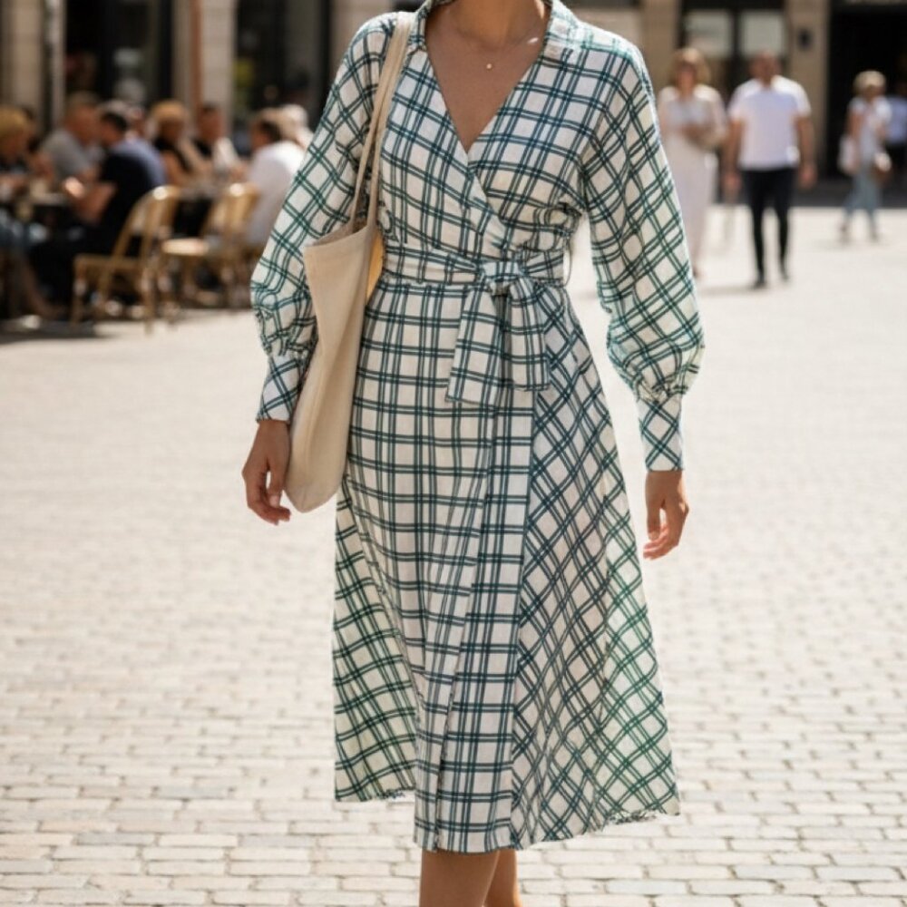 ZARA CHECK PRINT DRESS